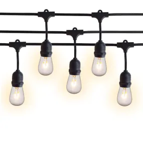 10 Suspended Socket Outdoor Commercial Shatterproof LED String Light Set, 21 FT Black Cord w/ E26, Weatherproof SJTW