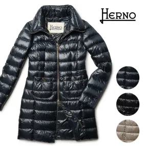 【108000円→75600円】HERNO ヘルノ レディース ダウンコート ロールネック スタンドカラー 軽量