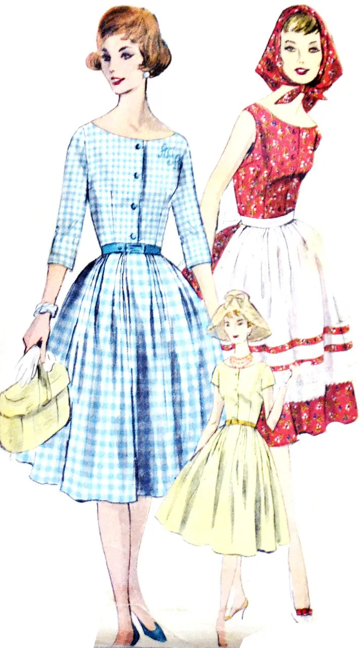 1950s Vogue 9999 Vintage Dress Apron and Kerchief Pattern 34B SOLD