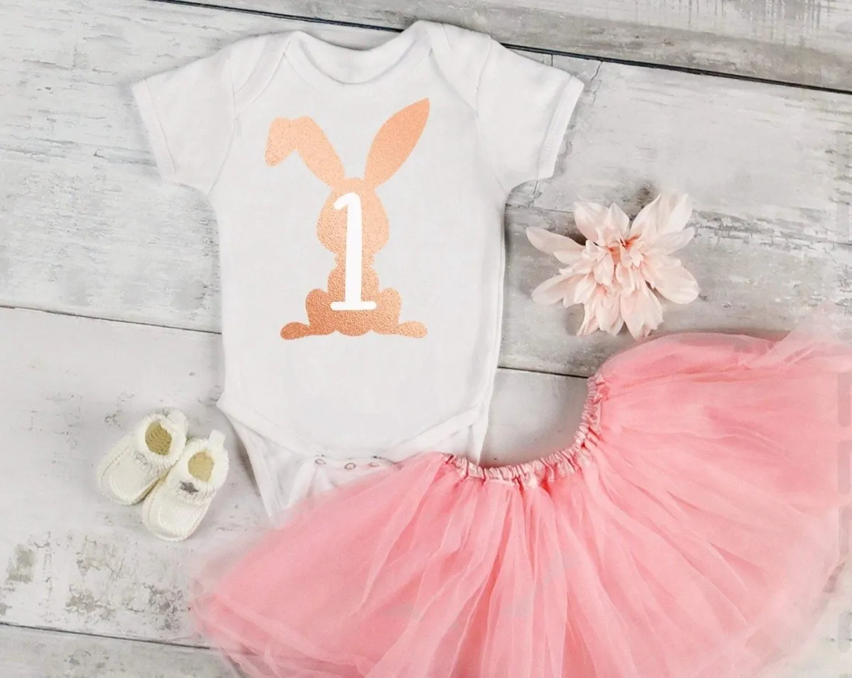 1st Birthday t-shirt - Easter Bunny Rose Gold