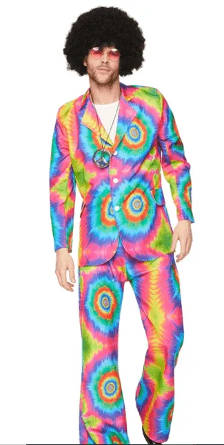 60s 70s Tie Dye Suit for Men