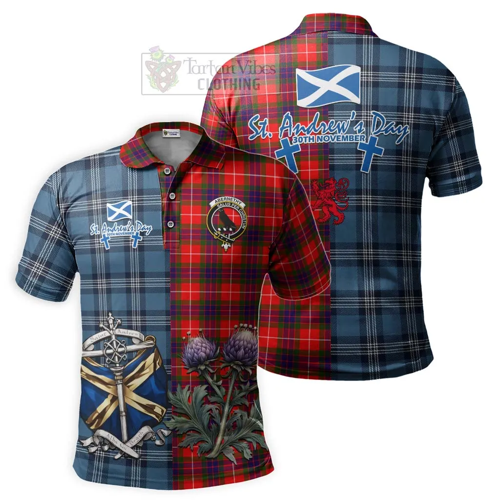 Abernethy Tartan Polo Shirt Happy St. Andrew's Day Half Tartan Style