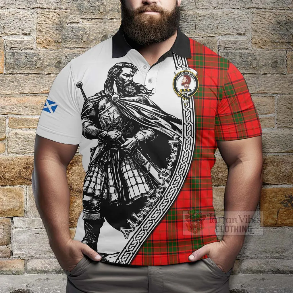 Adair Tartan Clan Crest Polo Shirt with Highlander Warrior Celtic Style