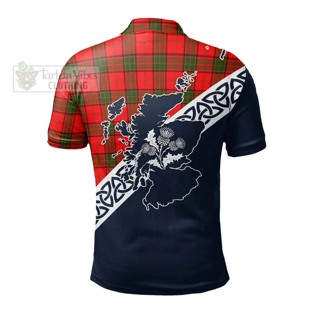 Adair Tartan Polo Shirt Featuring Thistle and Scotland Map