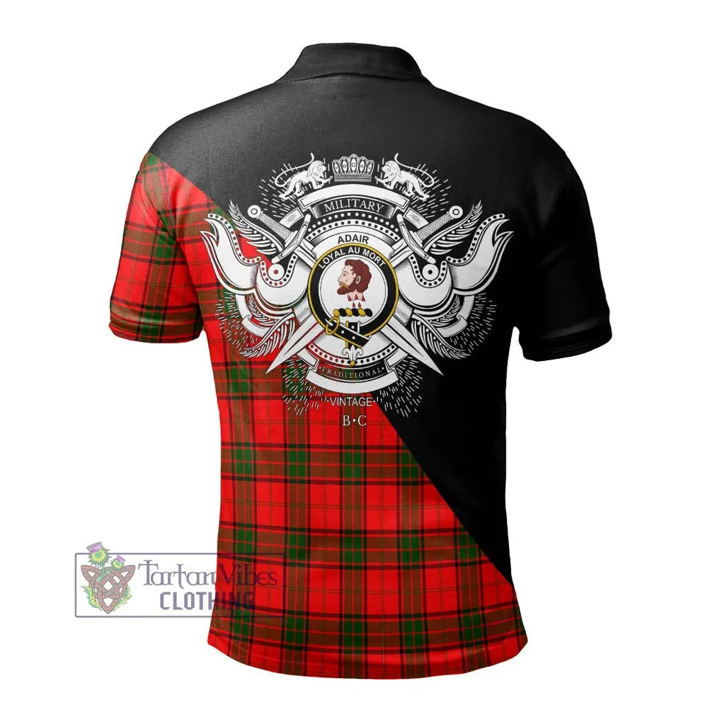 Adair Tartan Polo Shirt with Family Crest and Military Logo Style