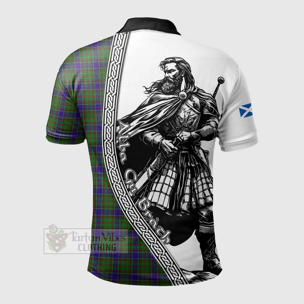 Adam Tartan Clan Crest Polo Shirt with Highlander Warrior Celtic Style