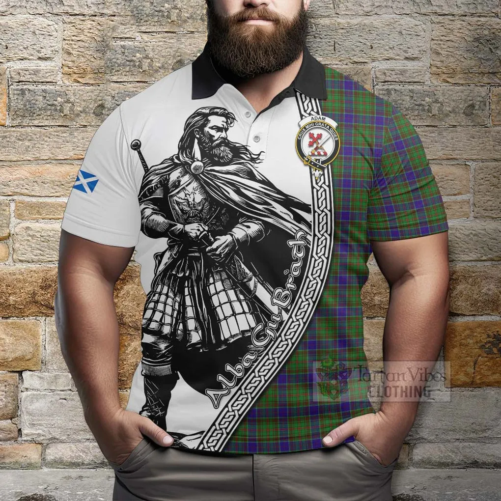 Adam Tartan Clan Crest Polo Shirt with Highlander Warrior Celtic Style