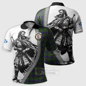 Adam Tartan Clan Crest Polo Shirt with Highlander Warrior Celtic Style