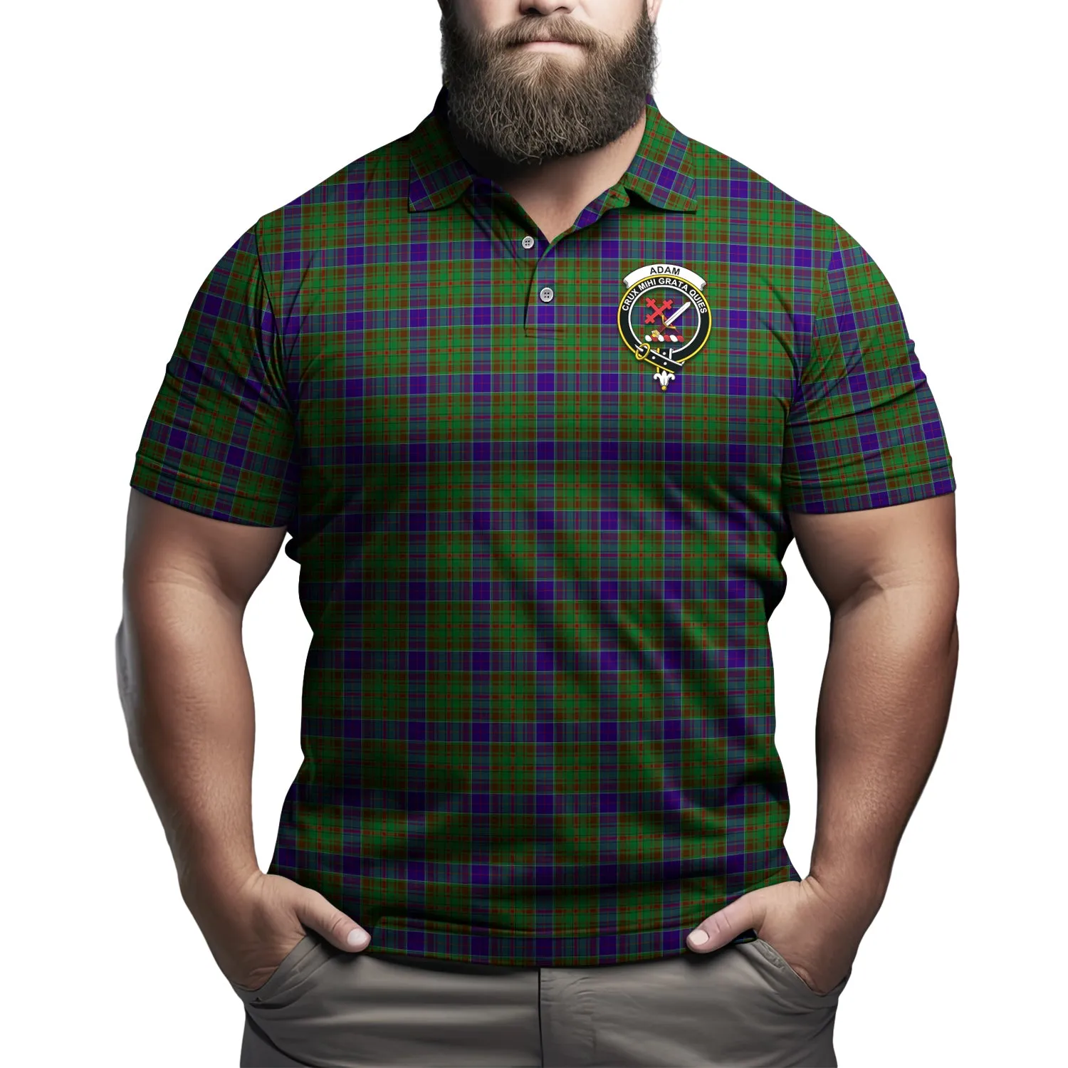 Adam Tartan Men's Polo Shirt with Family Crest