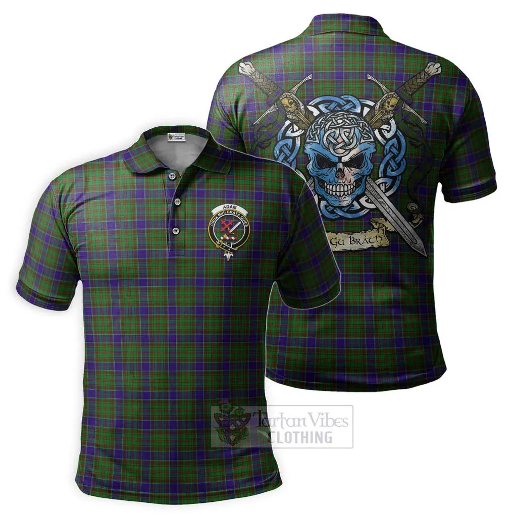 Adam Tartan Polo Shirt with Family Crest Celtic Skull Style