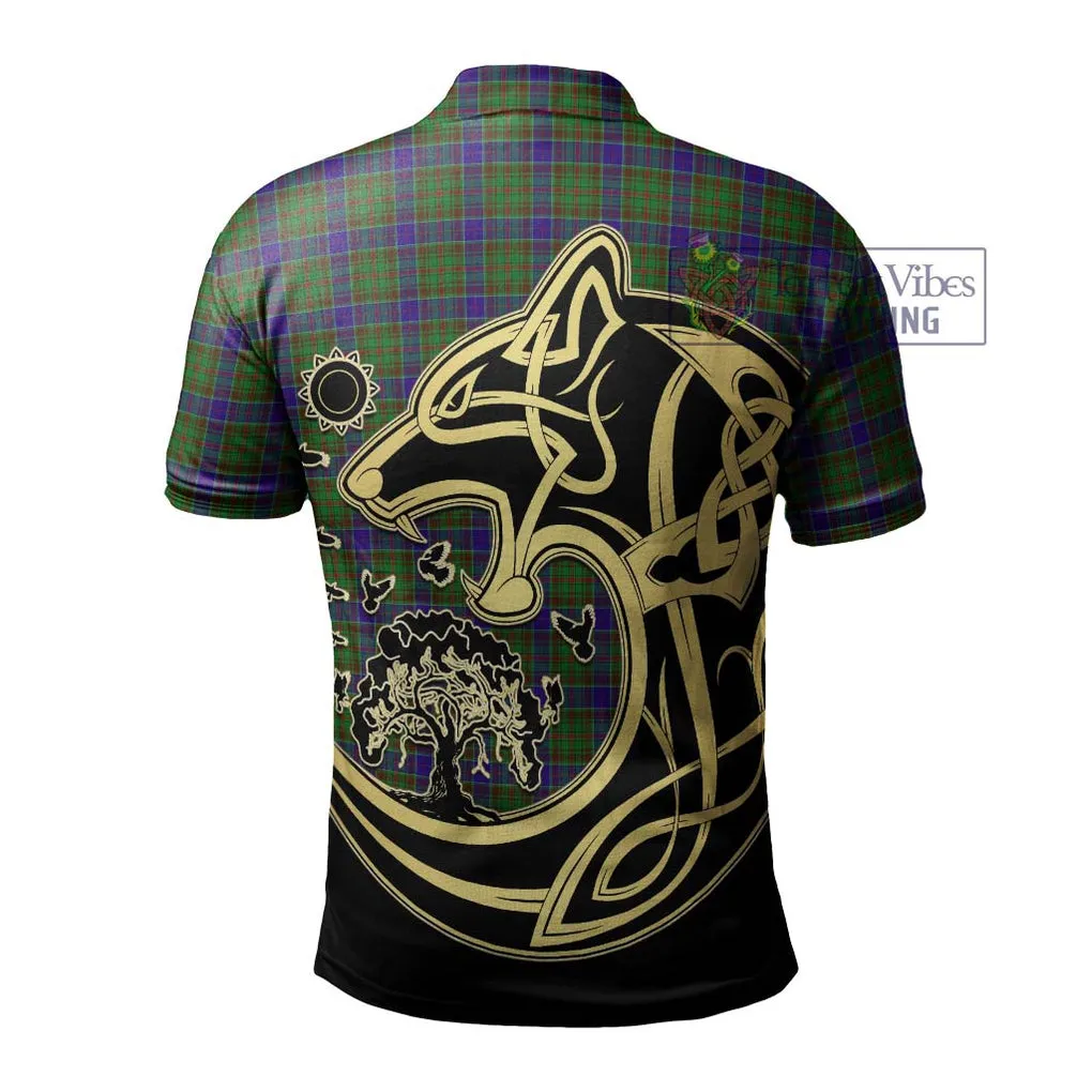 Adam Tartan Polo Shirt with Family Crest Celtic Wolf Style