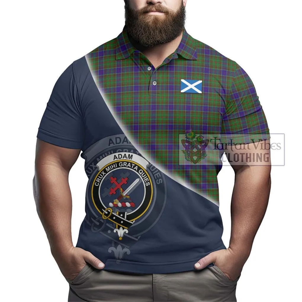 Adam Tartan Polo Shirt with Personalised National Flag and Family Crest Half Style