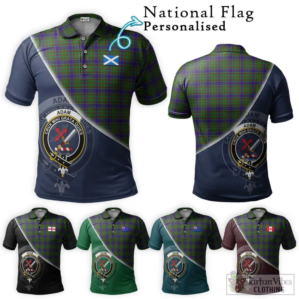 Adam Tartan Polo Shirt with Personalised National Flag and Family Crest Half Style