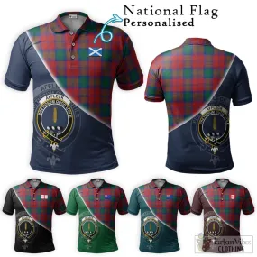 Affleck Tartan Polo Shirt with Personalised National Flag and Family Crest Half Style