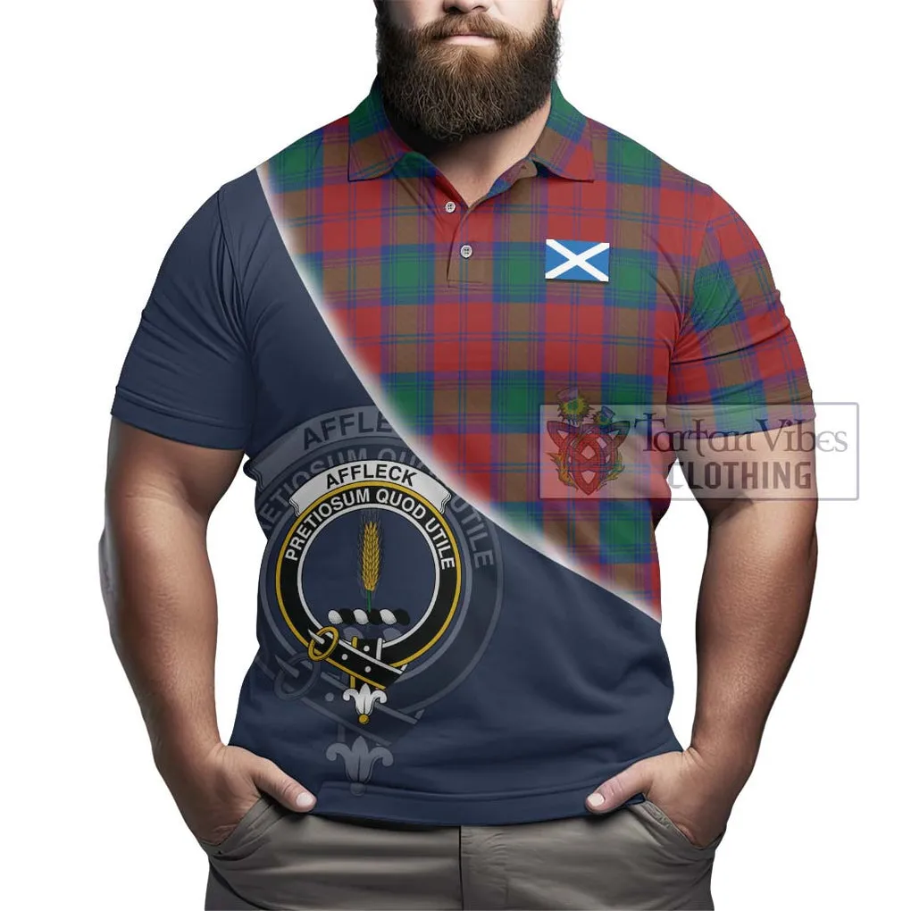 Affleck Tartan Polo Shirt with Personalised National Flag and Family Crest Half Style