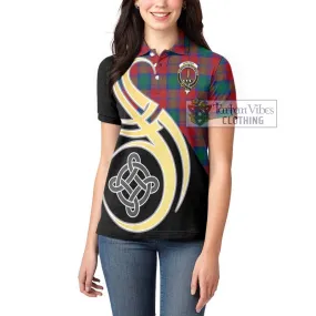 Affleck Tartan Women's Polo Shirt with Family Crest and Celtic Symbol Style