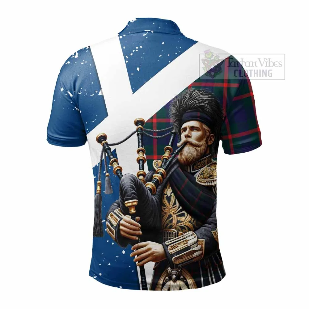 Agnew Tartan Polo Shirt with Family Crest Scottish Bagpiper Vibes