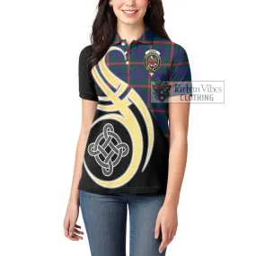 Agnew Tartan Women's Polo Shirt with Family Crest and Celtic Symbol Style