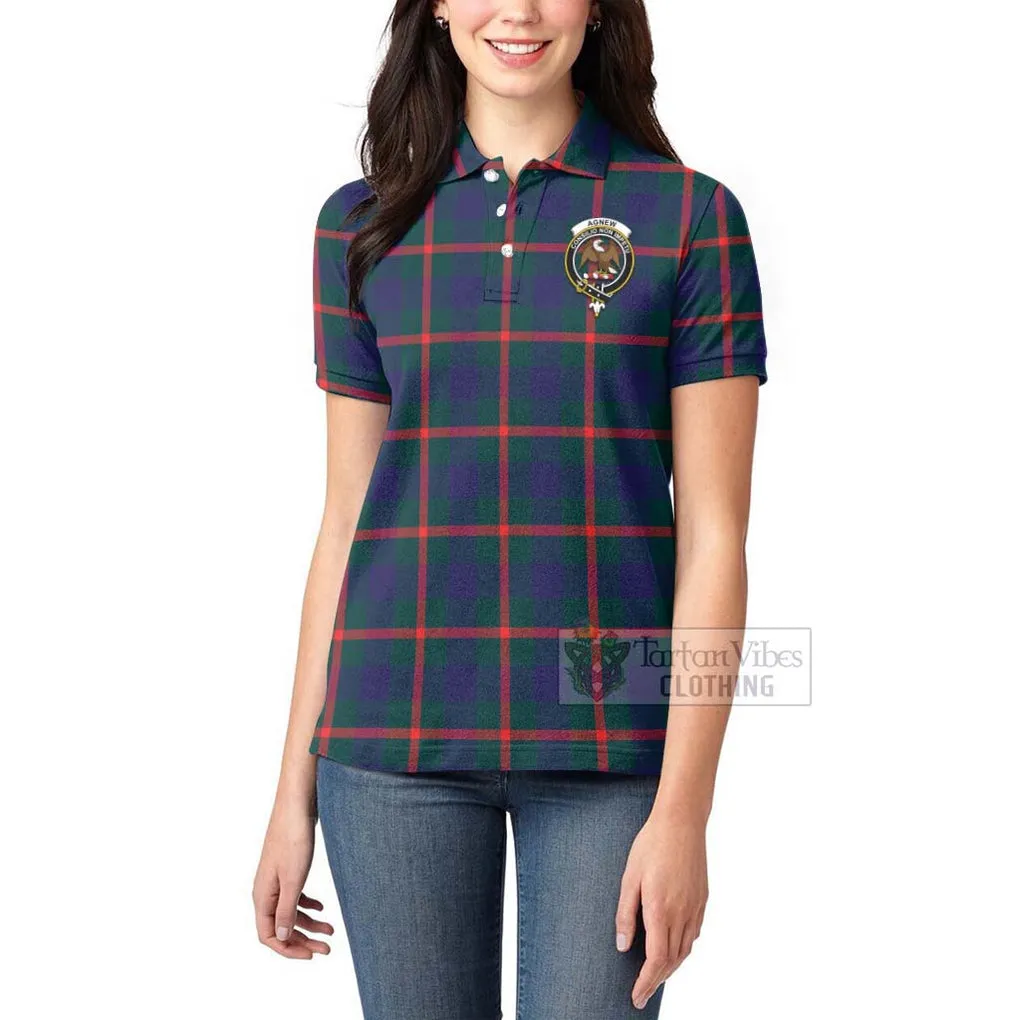 Agnew Tartan Women's Polo Shirt with Family Crest Celtic Skull Style