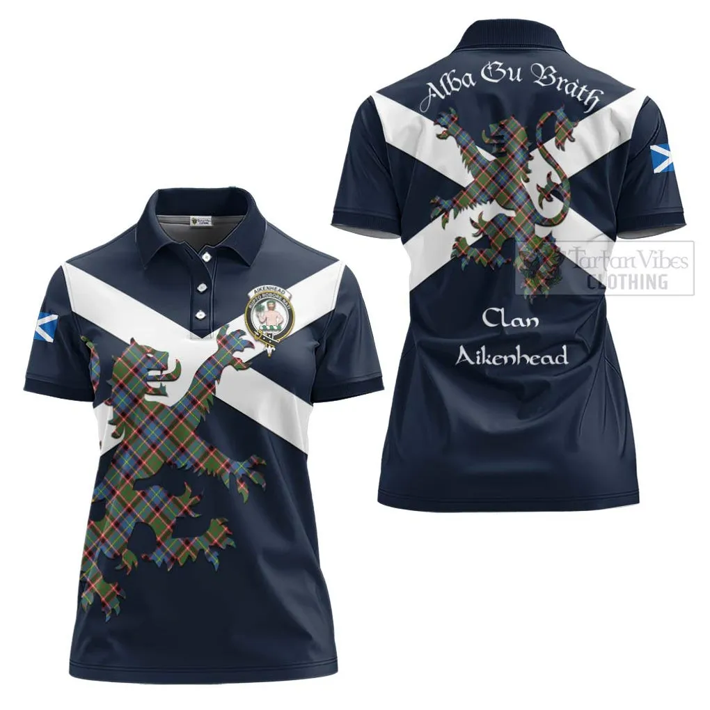 Aikenhead Tartan Lion Rampant Women's Polo Shirt Proudly Display Your Heritage with Alba Gu Brath and Clan Name