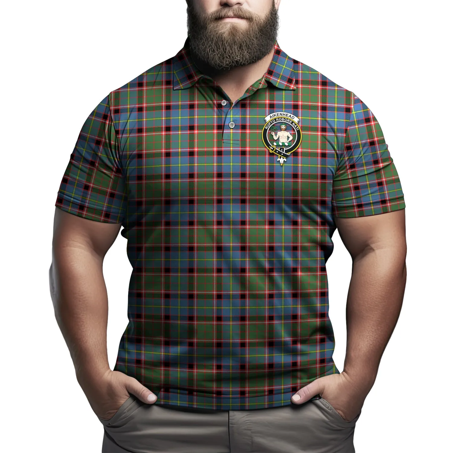 Aikenhead Tartan Men's Polo Shirt with Family Crest