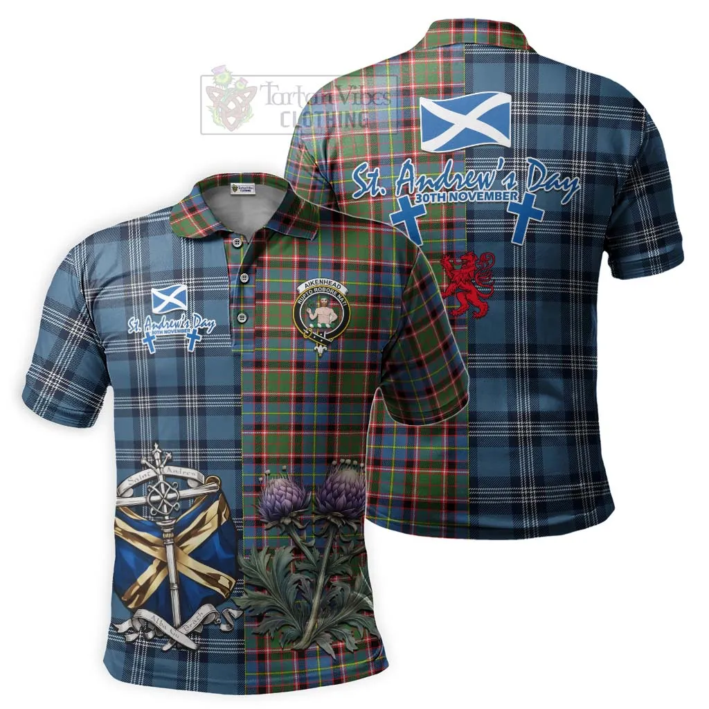 Aikenhead Tartan Polo Shirt Happy St. Andrew's Day Half Tartan Style