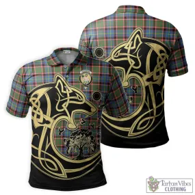 Aikenhead Tartan Polo Shirt with Family Crest Celtic Wolf Style