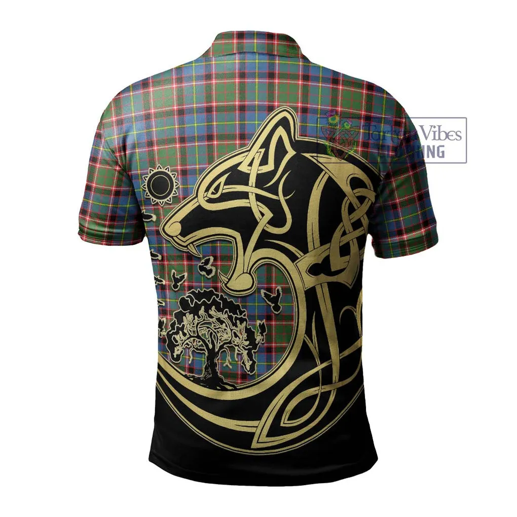 Aikenhead Tartan Polo Shirt with Family Crest Celtic Wolf Style