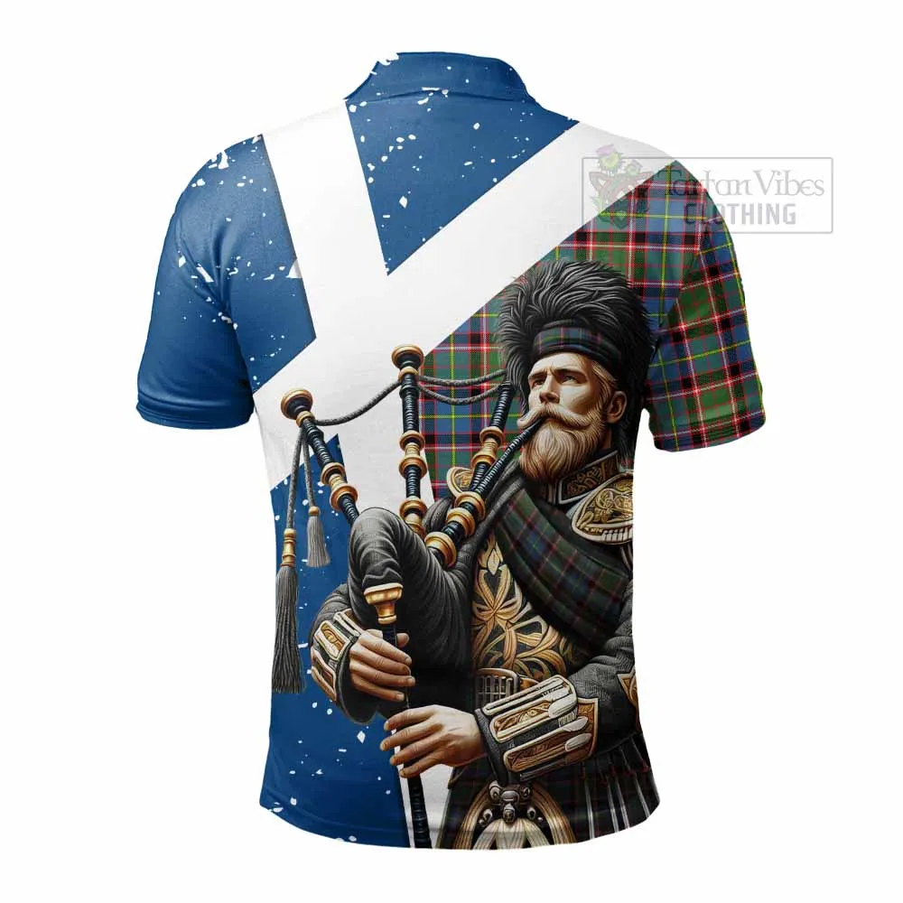 Aikenhead Tartan Polo Shirt with Family Crest Scottish Bagpiper Vibes