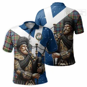 Aikenhead Tartan Polo Shirt with Family Crest Scottish Bagpiper Vibes