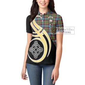 Aikenhead Tartan Women's Polo Shirt with Family Crest and Celtic Symbol Style