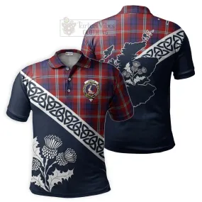 Ainslie Tartan Polo Shirt Featuring Thistle and Scotland Map