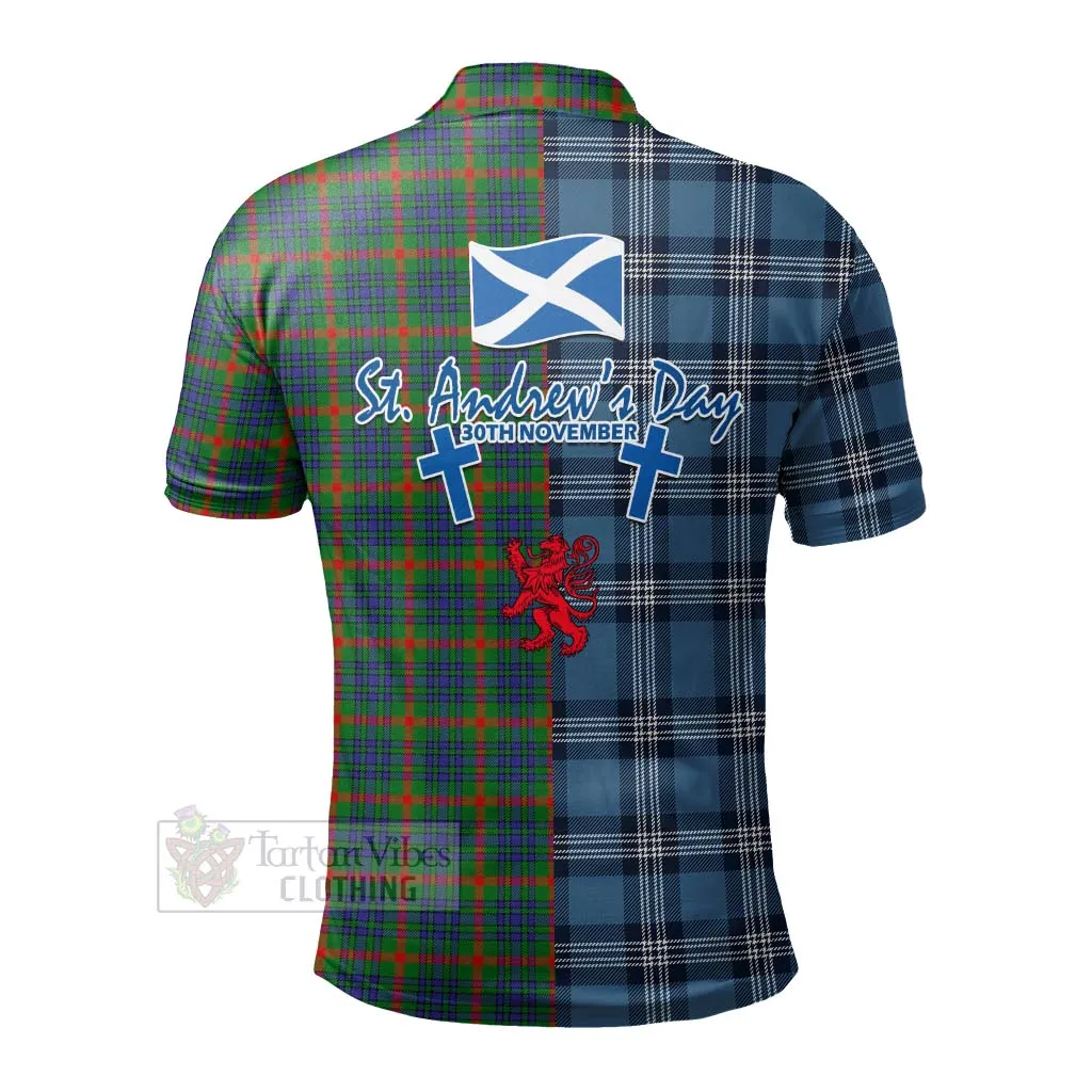 Aiton Tartan Polo Shirt Happy St. Andrew's Day Half Tartan Style