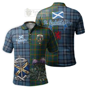 Aiton Tartan Polo Shirt Happy St. Andrew's Day Half Tartan Style