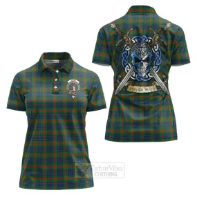 Aiton Tartan Women's Polo Shirt with Family Crest Celtic Skull Style