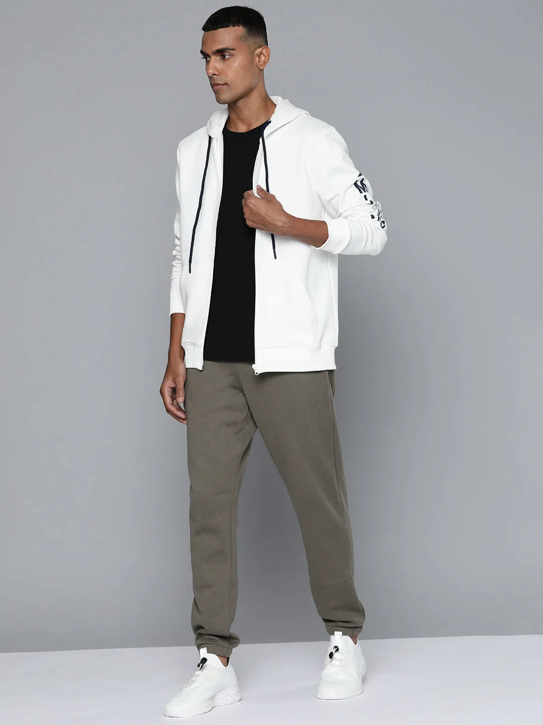 Alcis Men White Solid Bomber Jacket