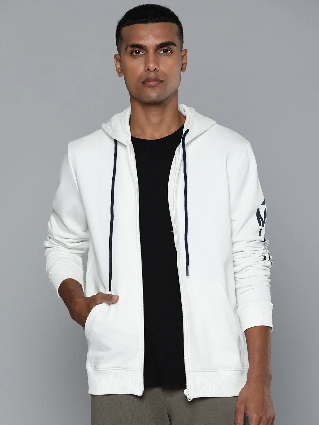 Alcis Men White Solid Bomber Jacket