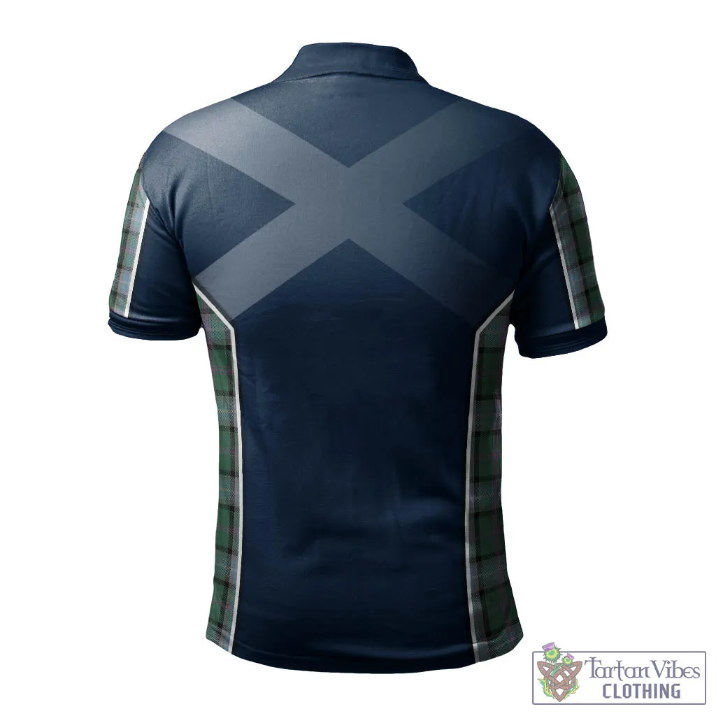 Alexander of Menstry Hunting Tartan Men's Polo Shirt with Family Crest and Scottish Thistle Vibes Sport Style