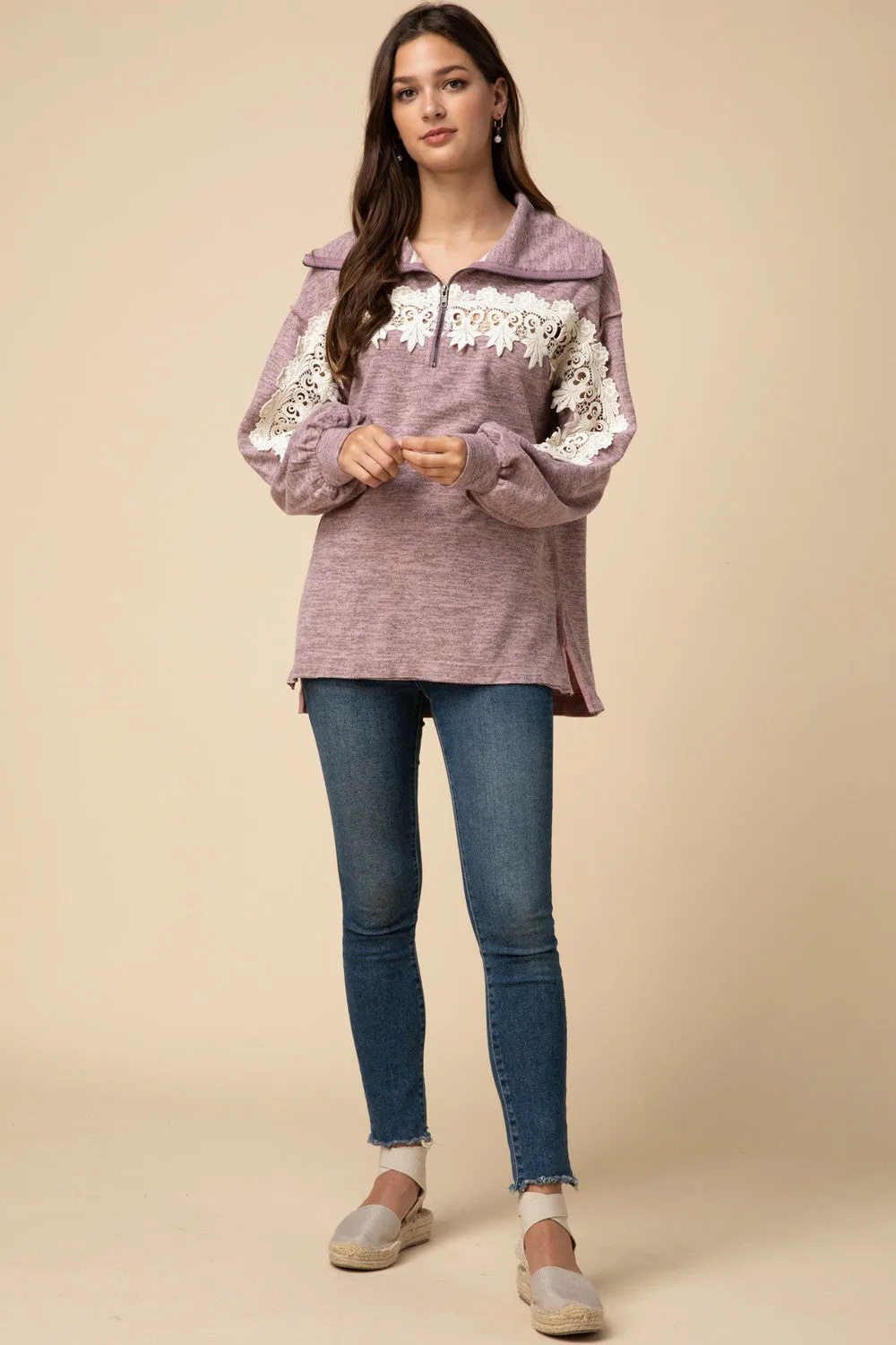 All About the Lace Pullover,  Mauve