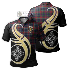 Allison Red Tartan Polo Shirt with Family Crest and Celtic Symbol Style