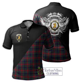 Allison Red Tartan Polo Shirt with Family Crest and Military Logo Style