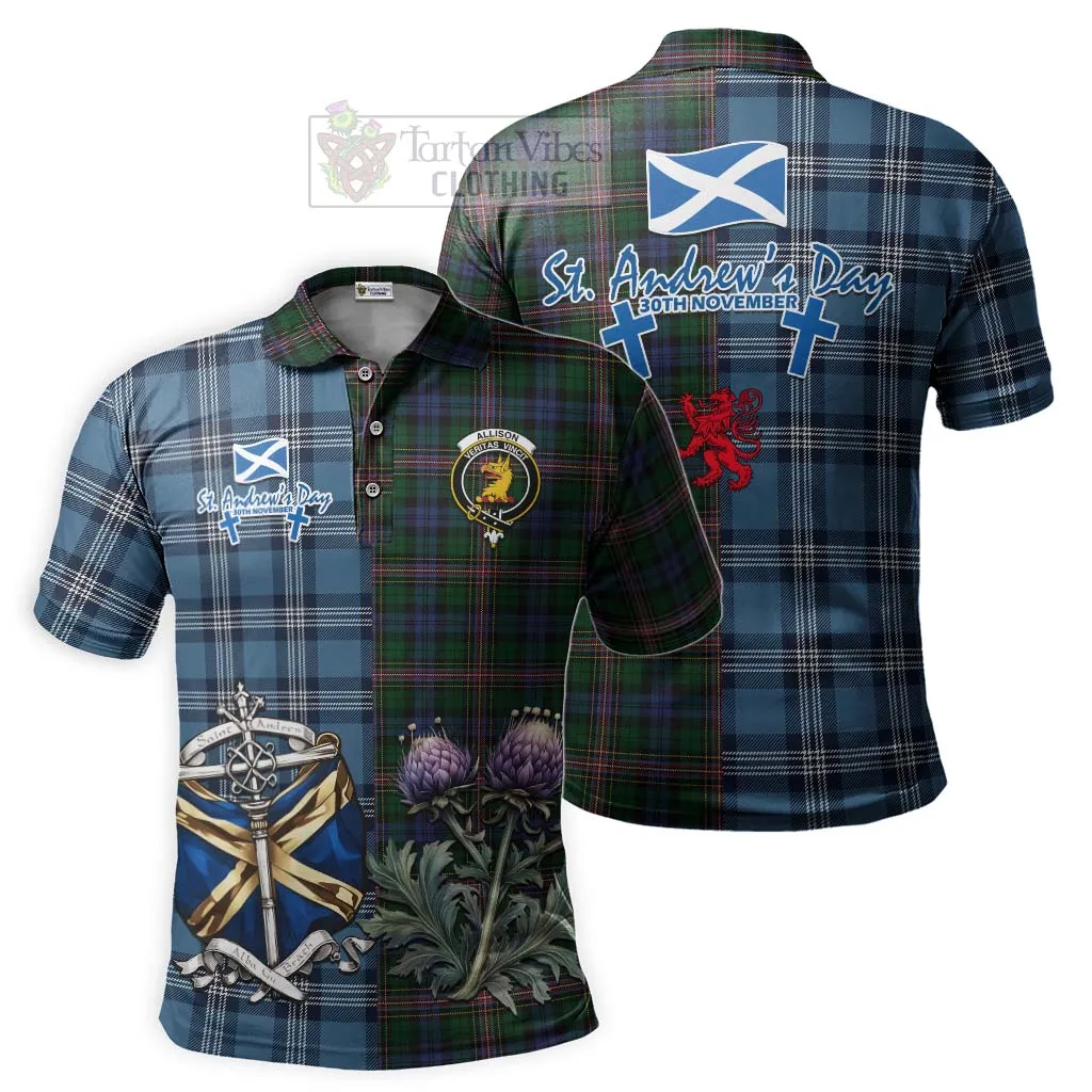 Allison Tartan Polo Shirt Happy St. Andrew's Day Half Tartan Style