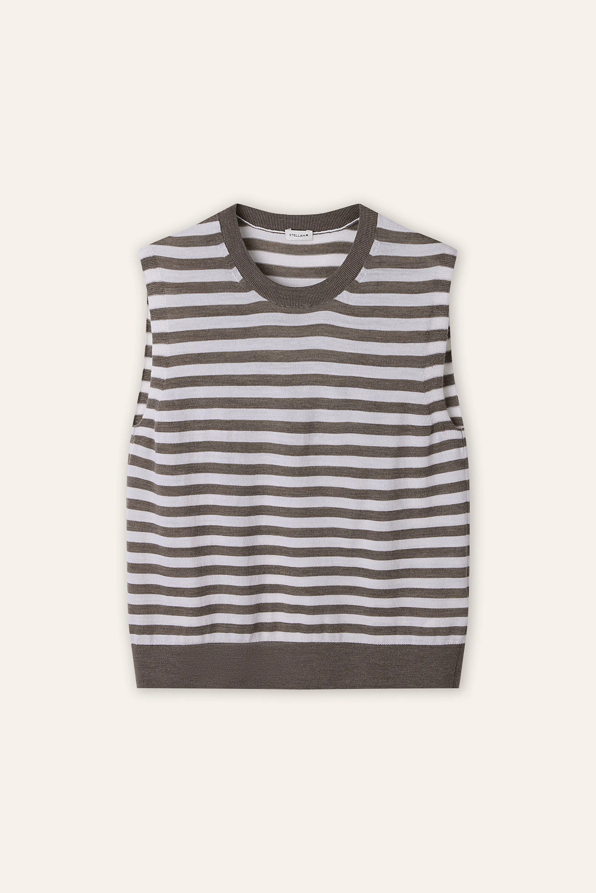 AMER superfine wool tank top (Mocha stripe)