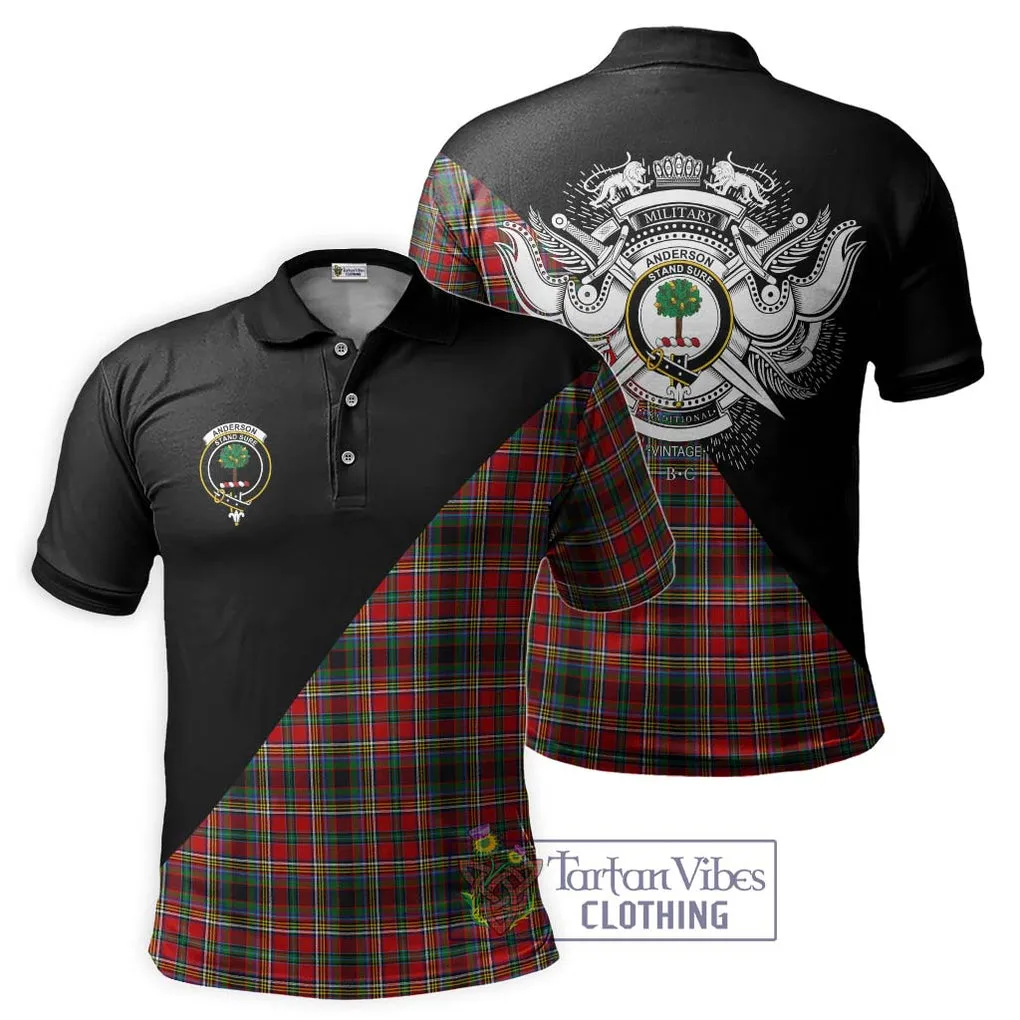 Anderson of Arbrake Tartan Polo Shirt with Family Crest and Military Logo Style