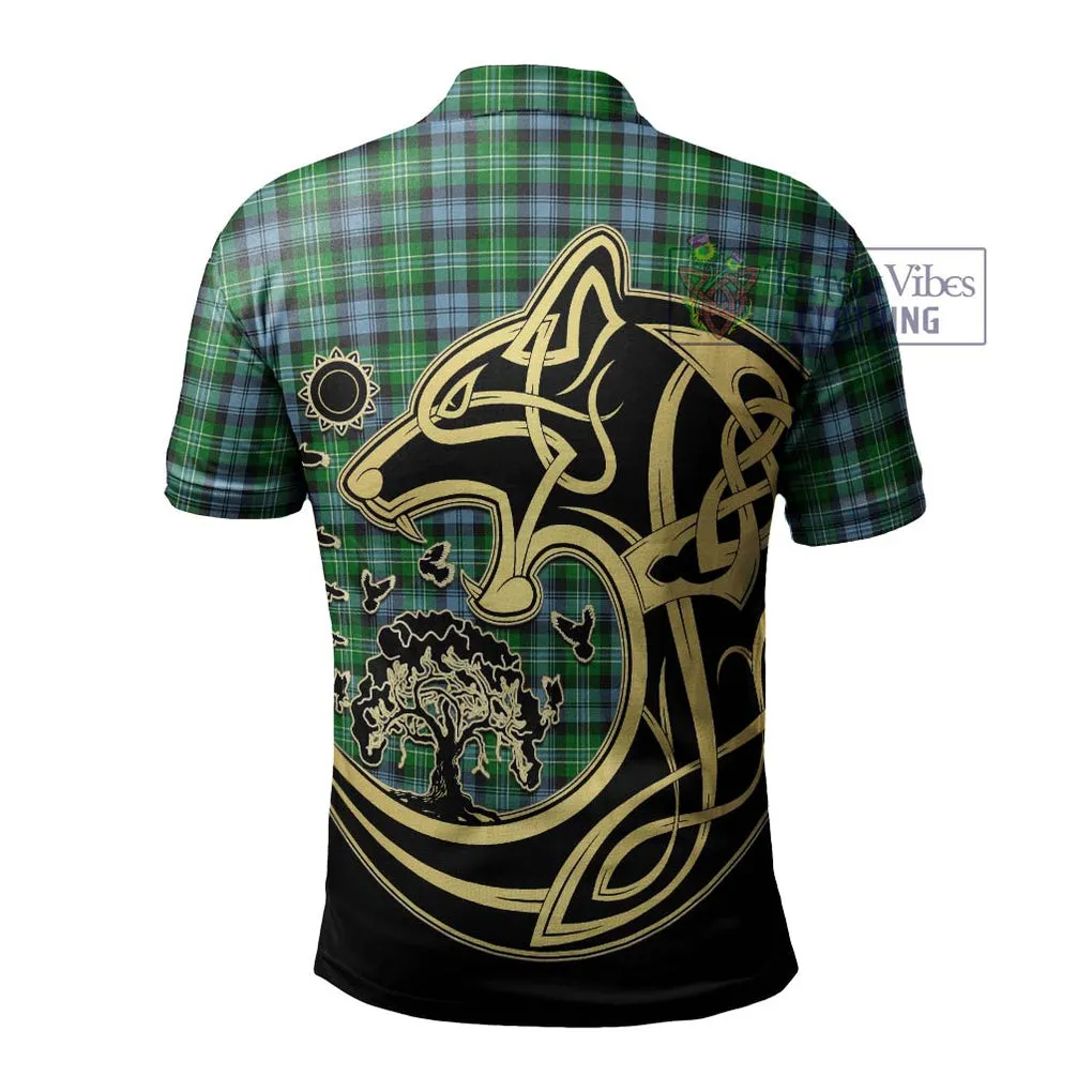 Arbuthnot Ancient Tartan Polo Shirt with Family Crest Celtic Wolf Style