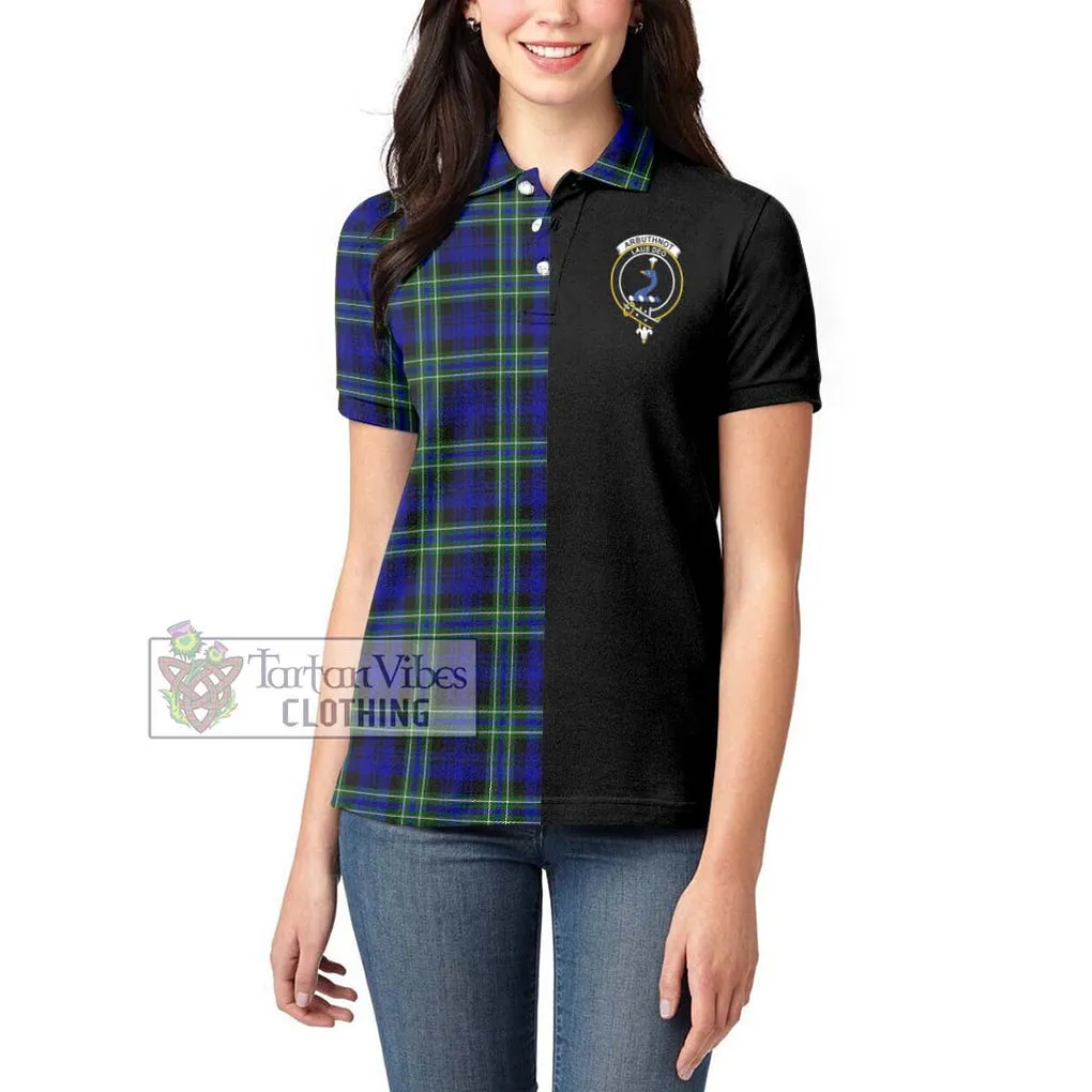 Arbuthnot Modern Tartan Women's Polo Shirt with Family Crest and Half Of Me Style