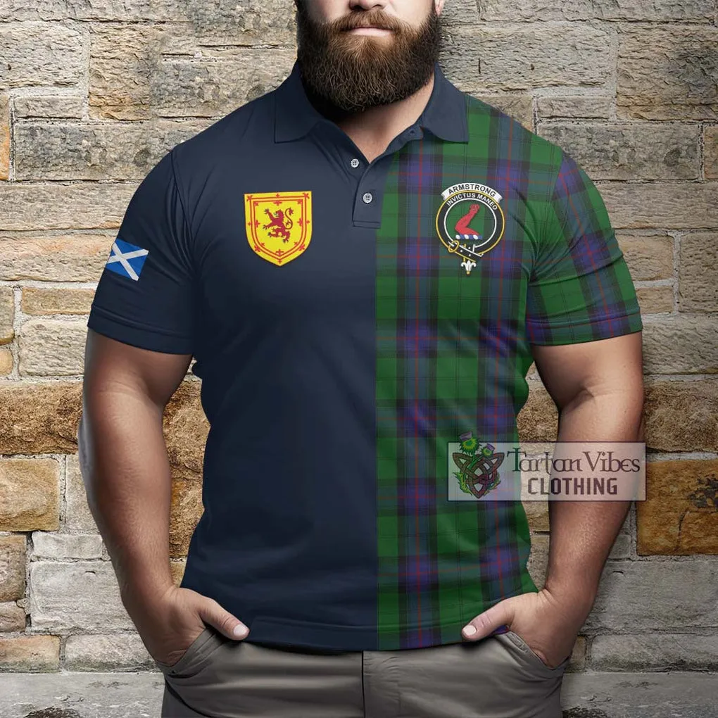 Armstrong Tartan Polo Shirt Alba with Scottish Lion Royal Arm Half Style