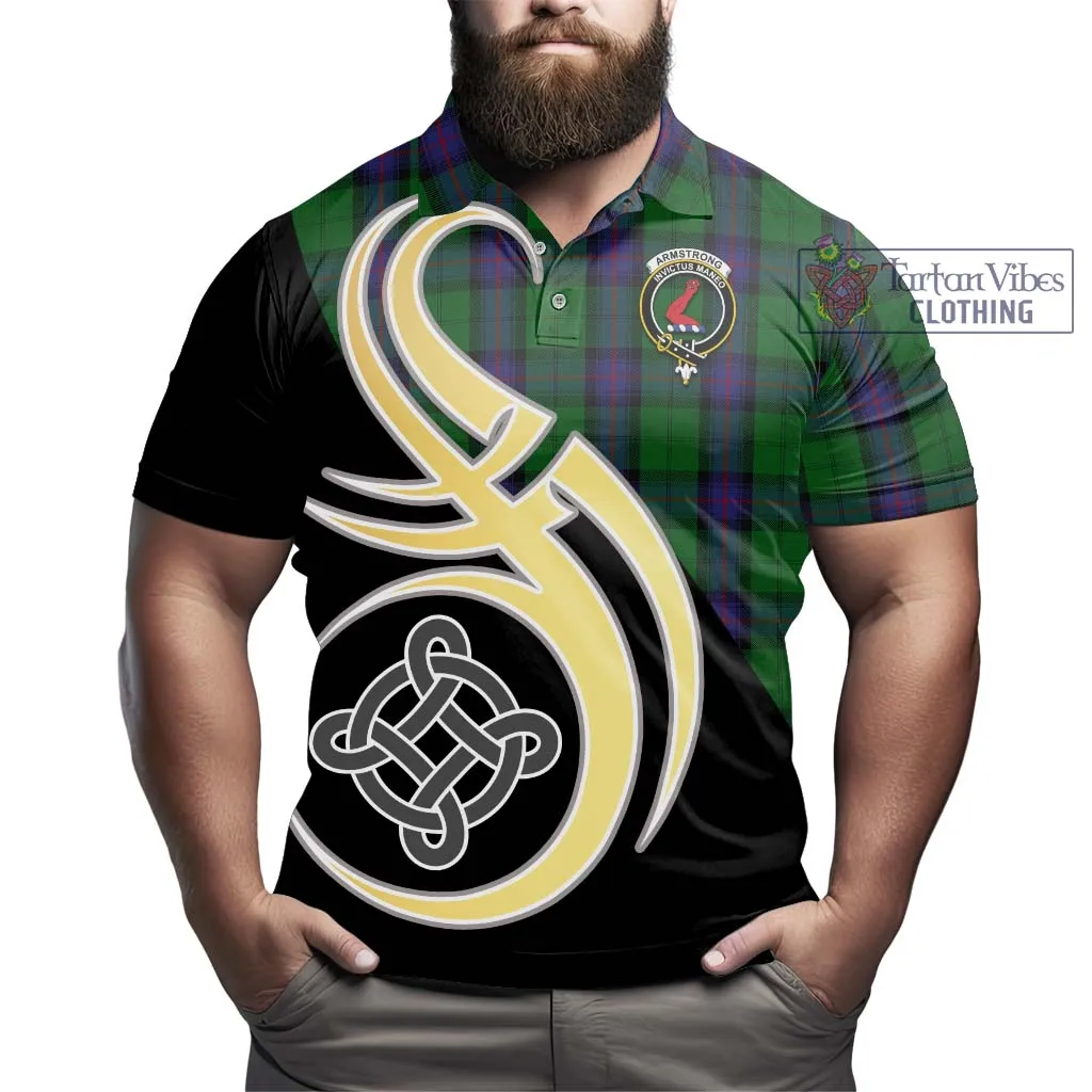 Armstrong Tartan Polo Shirt with Family Crest and Celtic Symbol Style