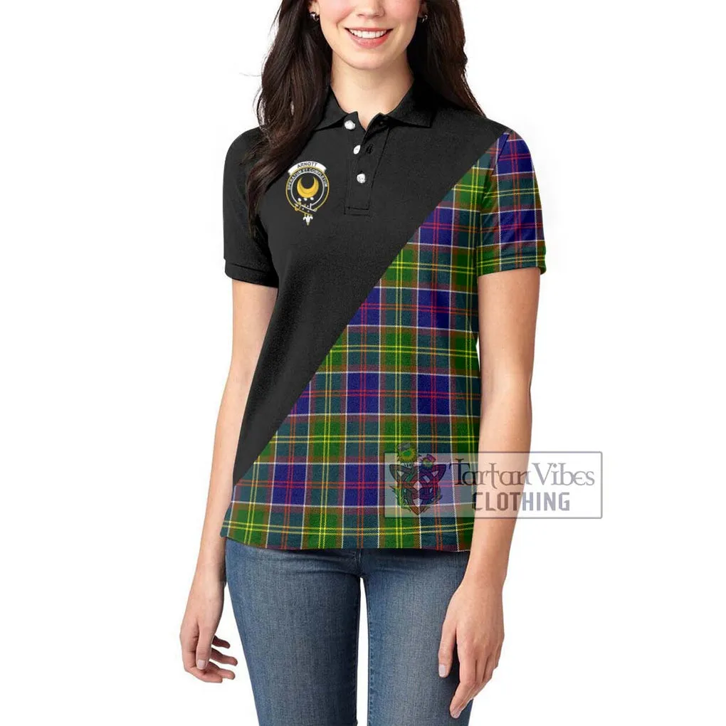 Arnott Tartan Women's Polo Shirt with Family Crest and Military Logo Style