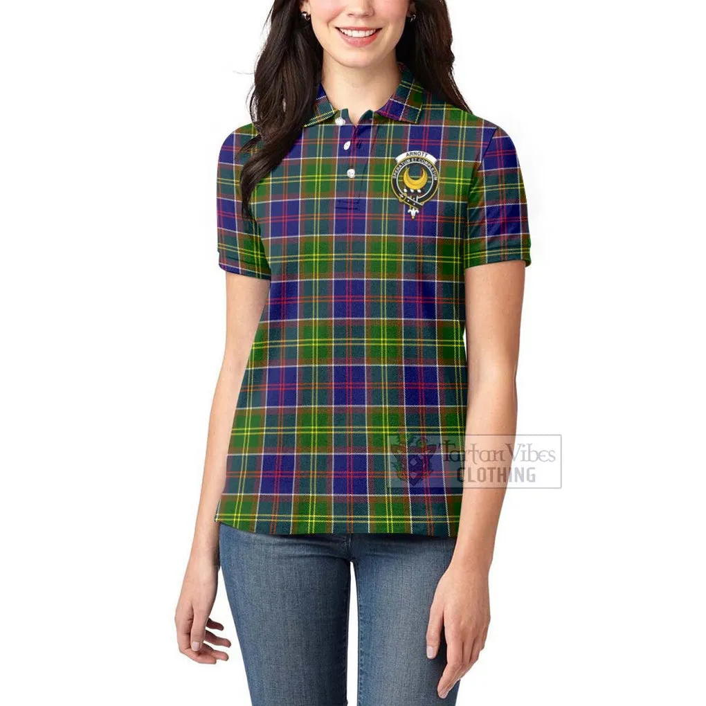 Arnott Tartan Women's Polo Shirt with Family Crest Celtic Skull Style